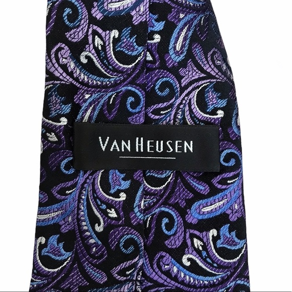 Van Heusen Blue Purple 100% Silk Tie - Picture 5 of 5